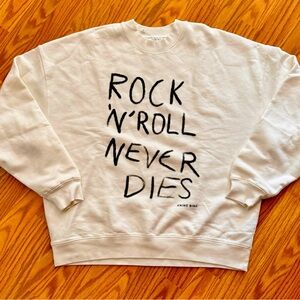 Anine Bing Miles Sweatshirt Rock N Roll in Ivory, SMALL